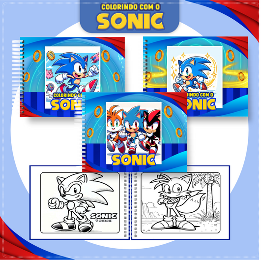 Livro de Colorir Sonic 💙 Velocidade, Diversão e Criatividade