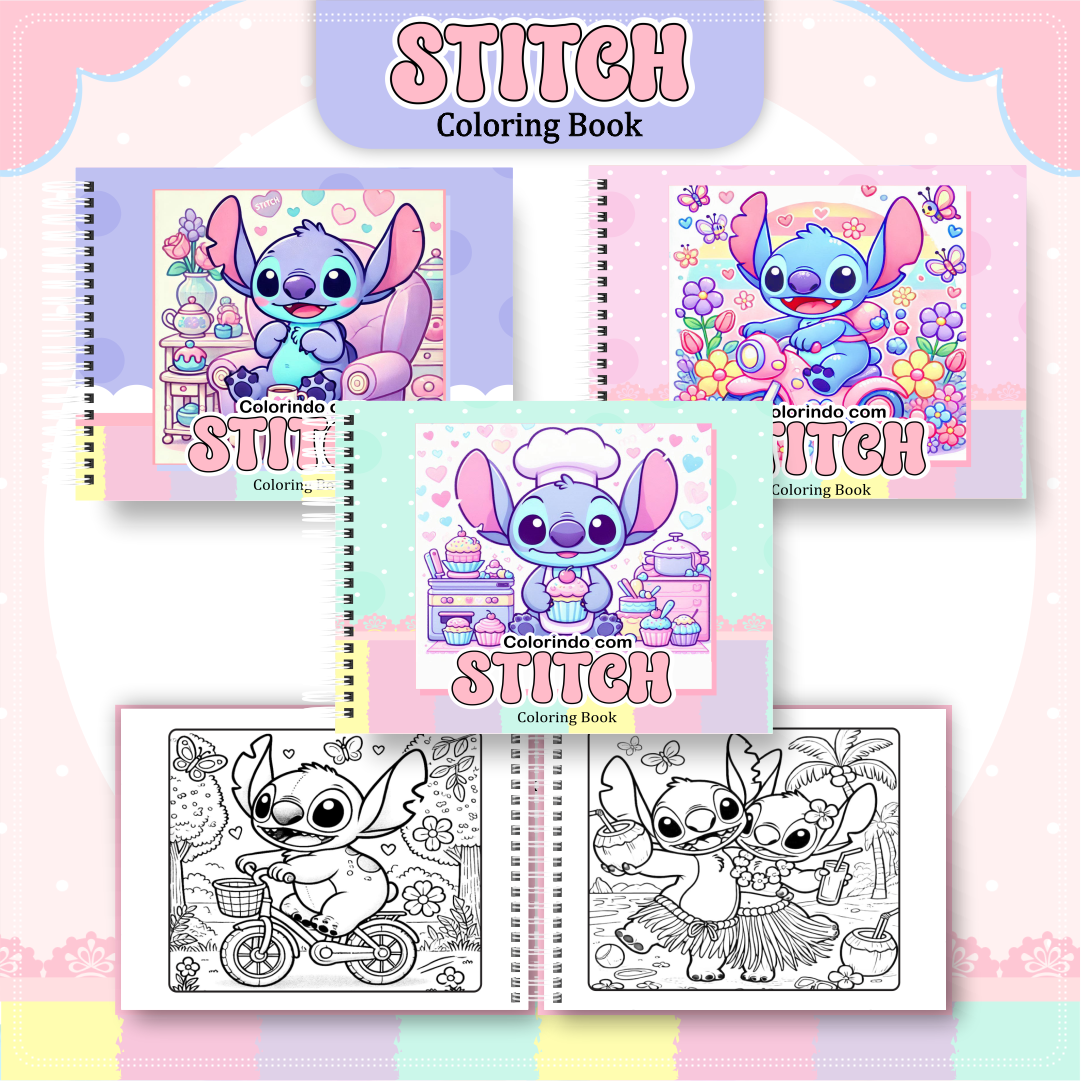 Livro de Colorir Stitch 🌸 Diversão e Criatividade para Meninas