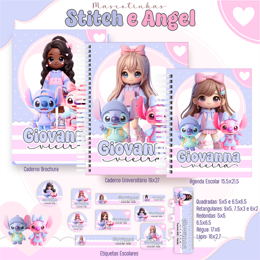 💙💖 Combo Escolar Stitch & Angel – Volta às Aulas com Fofura e Estilo.