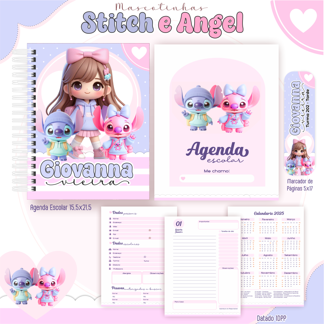 💙💖 Combo Escolar Stitch & Angel – Volta às Aulas com Fofura e Estilo.